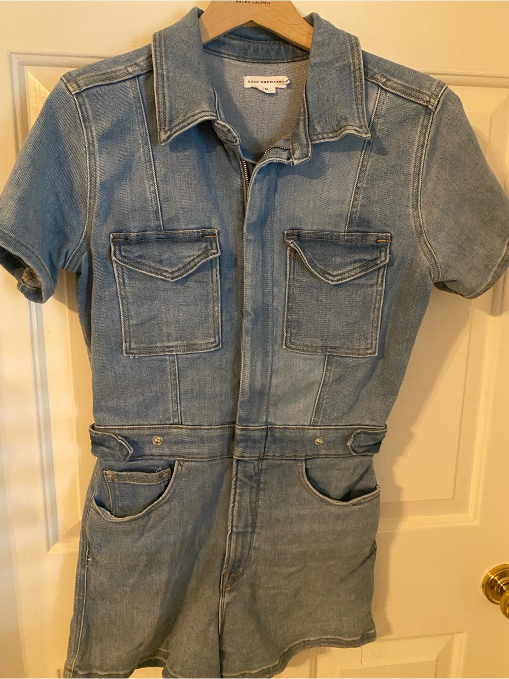Good American Light Blue Denim Women One-Piece Romper